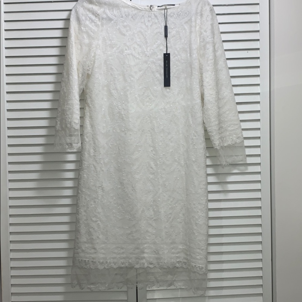 Elie Tahari timeless stunning detailed white dress